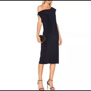 NORMA KAMALI Drop Shoulder Dress Navy Blue Midi M